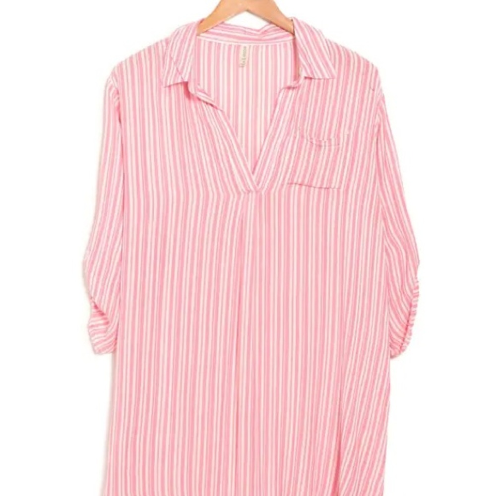 Boho me Pink Striped tunic size L